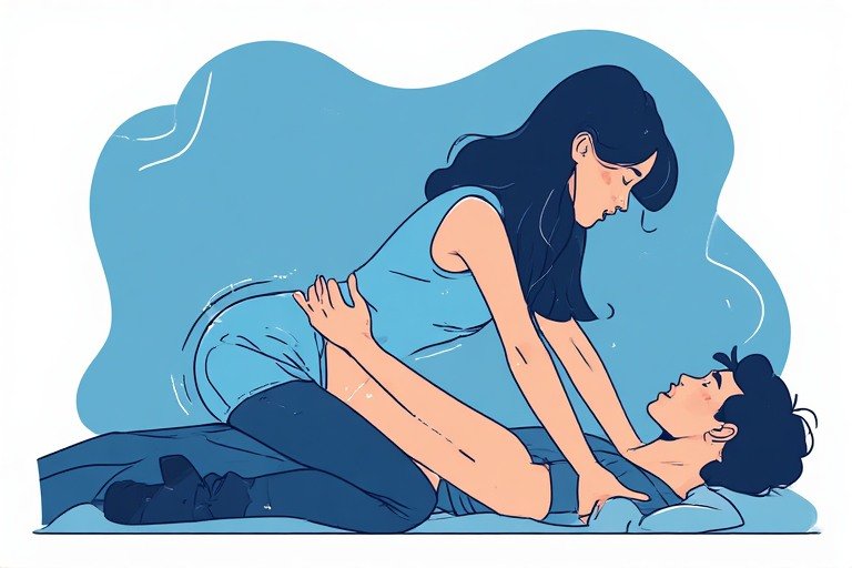 దంపతుల మధ్య భావోద్వేగ అనుబంధం మరియు సౌకర్యాన్ని వివరించే బ్లూ లైన్-ఆర్ట్ డయాగ్రామ్